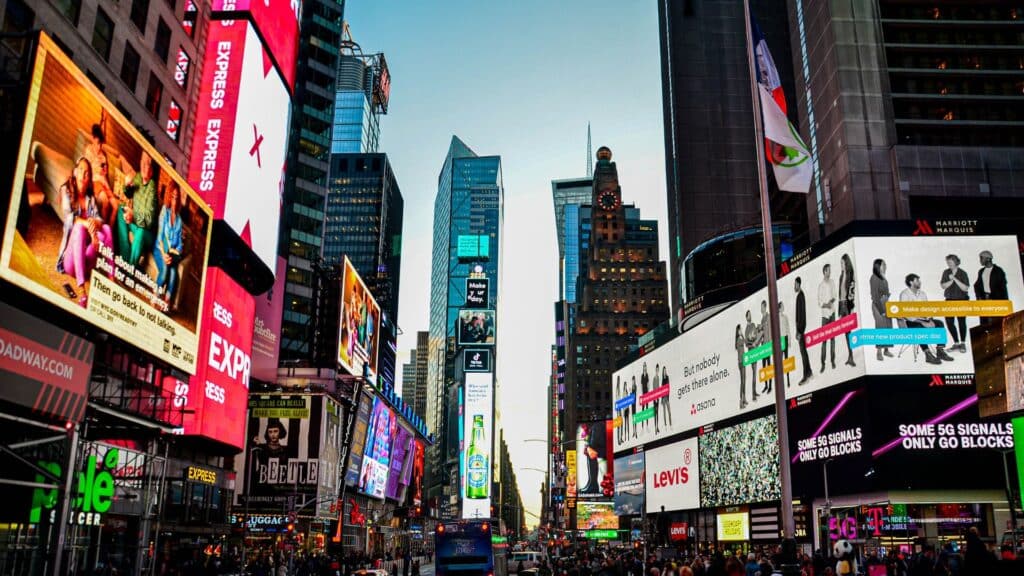 Offline advertising in New York's Times Square.