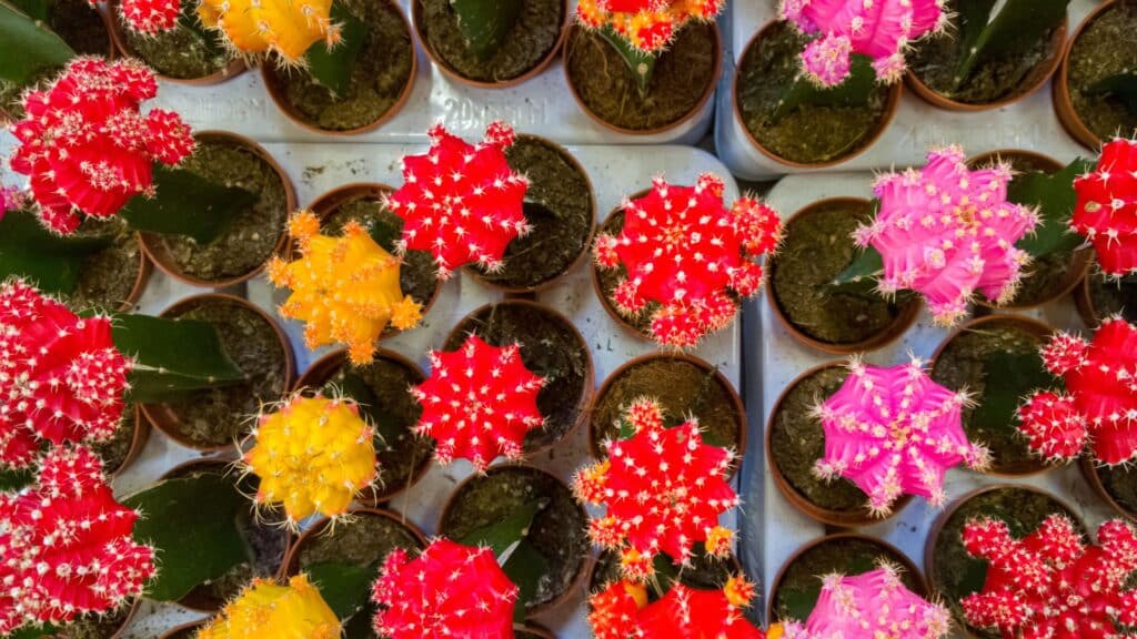 A tray of cacti.