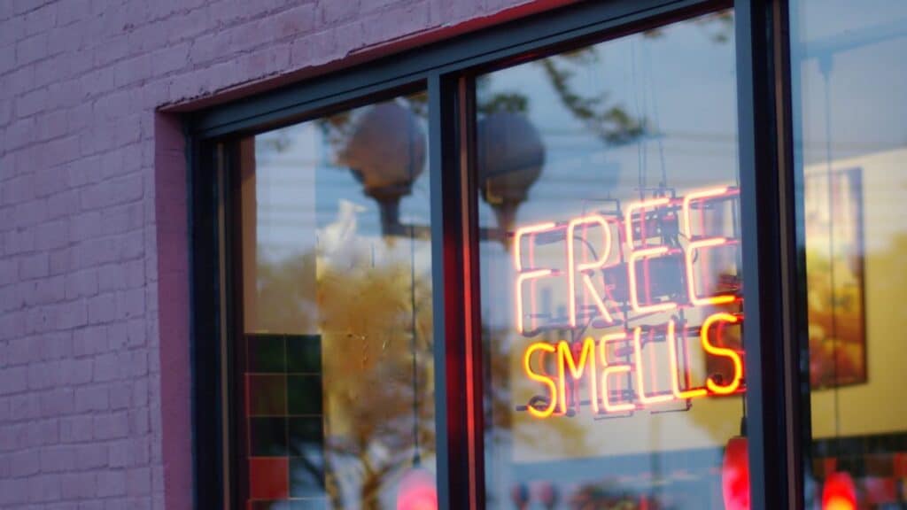 A sign that reads Free Smells